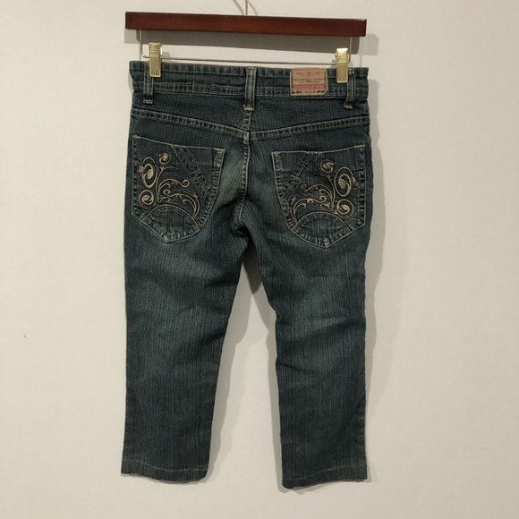 Diesel Industry Womens Jeans Cropped Size 30 28x21 Studded Embroidered - Picture 3 of 12